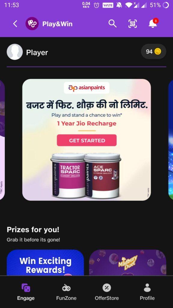 Asian Paints offer 1 year Jio free Recharge toptenners